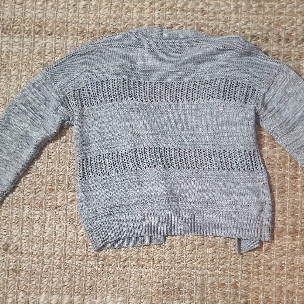 Time and Tru Gray Cottagecore Classic Cropped Buttoned Cardigan Sweater - Picture 6 of 8
